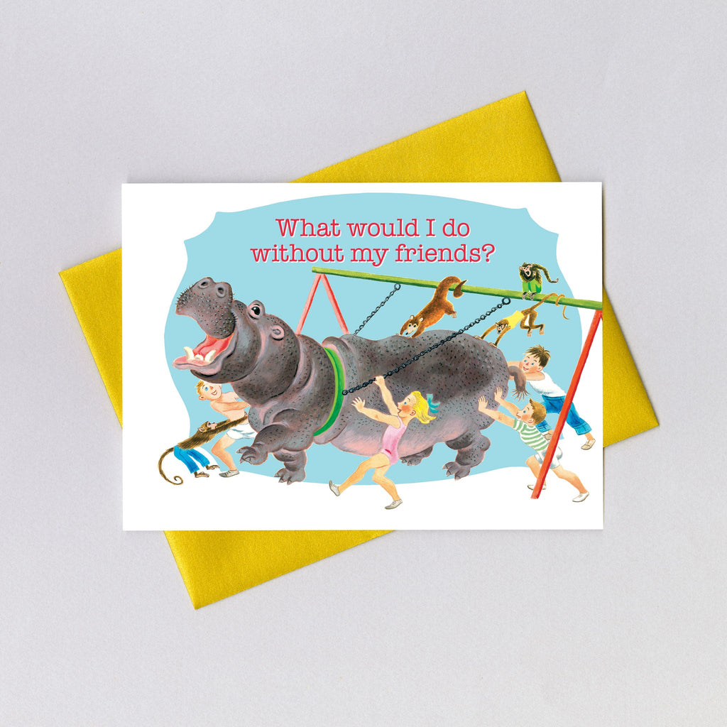 Hippo and Children - Friendship Greeting Card