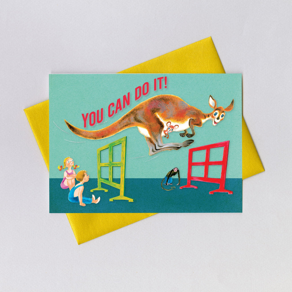 Kangaroo Jumping Hurdles - Encouragement Greeting Card
