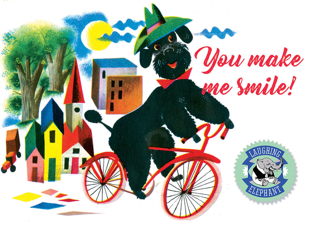 Poodle on a Bicycle - Friendship Greeting Card