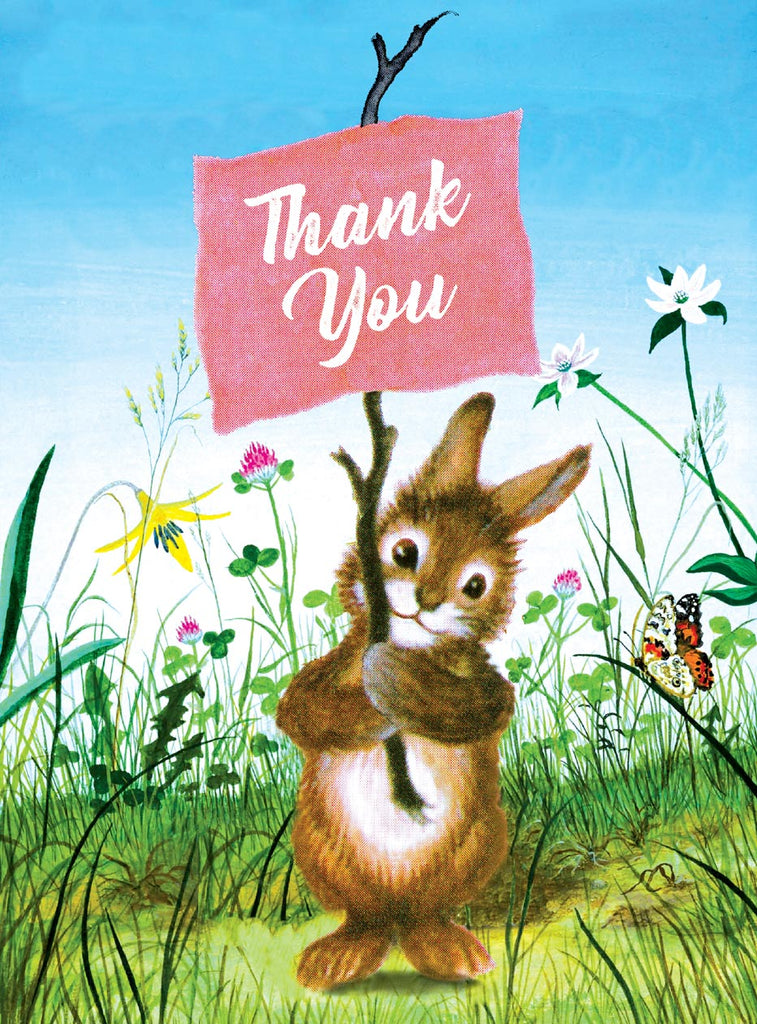 Rabbit with Sign - Boxed Thank You Greeting Cards