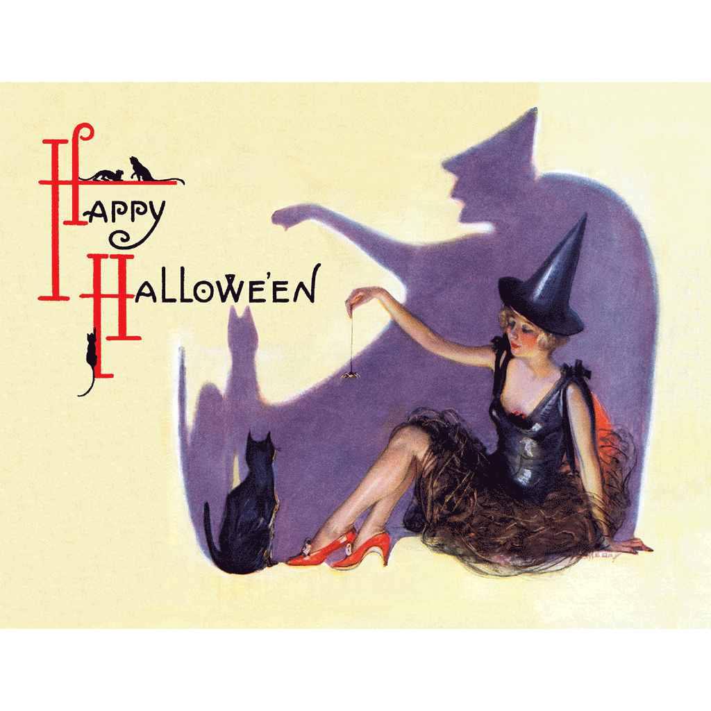 Witch Lady with Shadow - Boxed Halloween Greeting Cards