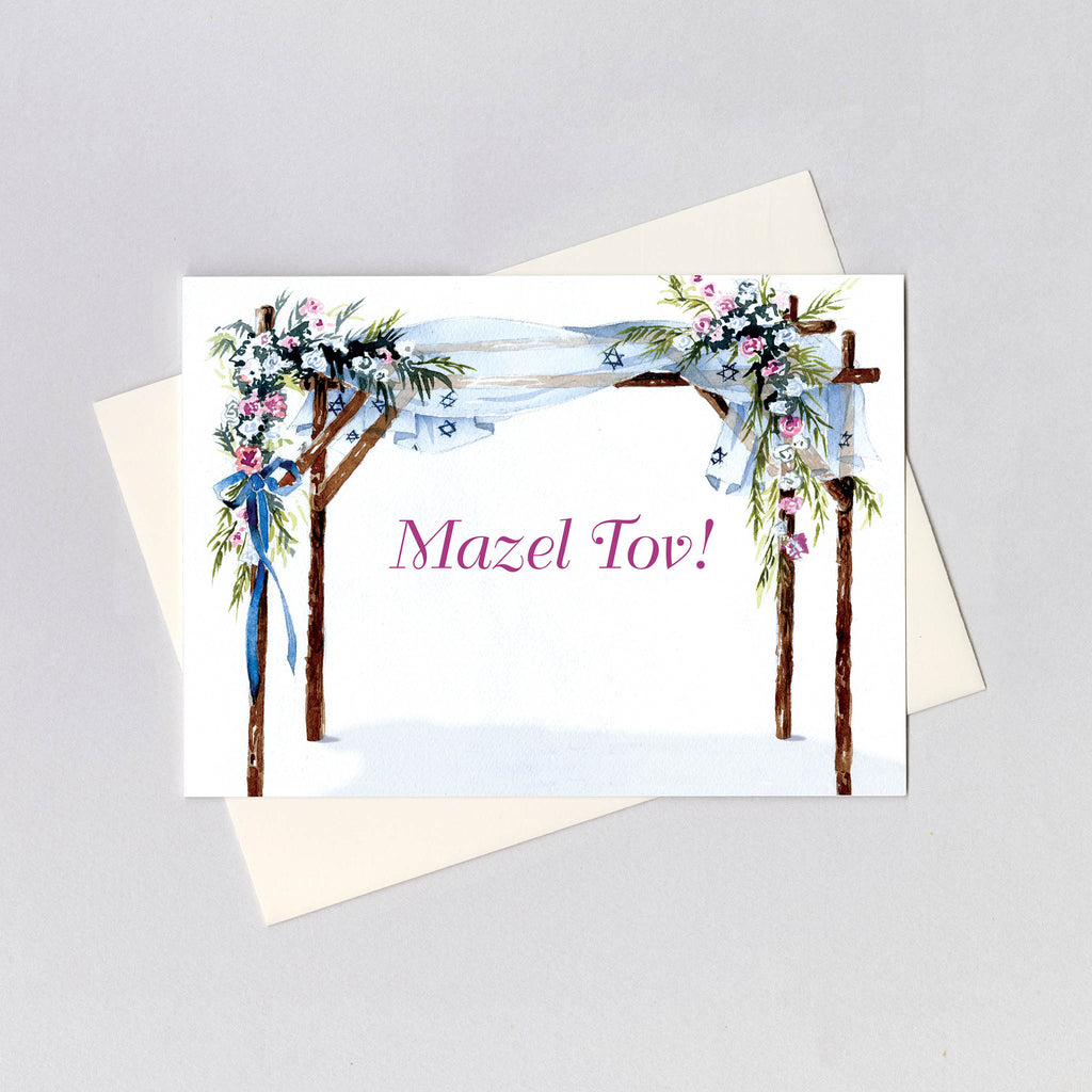 White Jewish Wedding Chuppah - Wedding Greeting Card