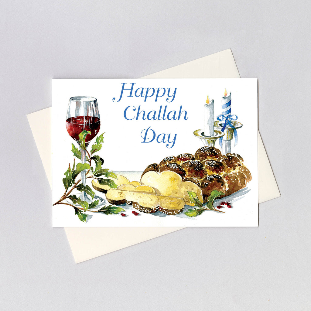 Challah & Wine - Jewish Greeting Card
