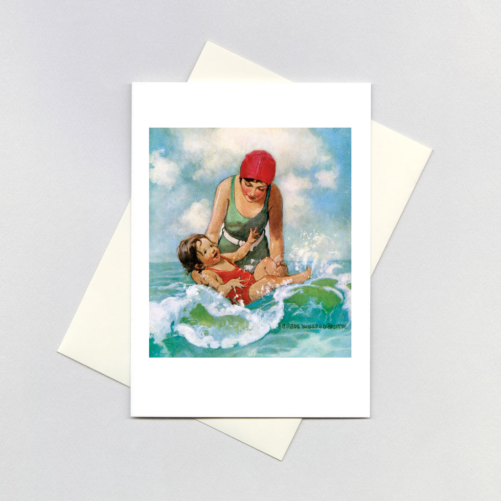 Mother & Child in Waves - Jessie Willcox Smith Greeting Card