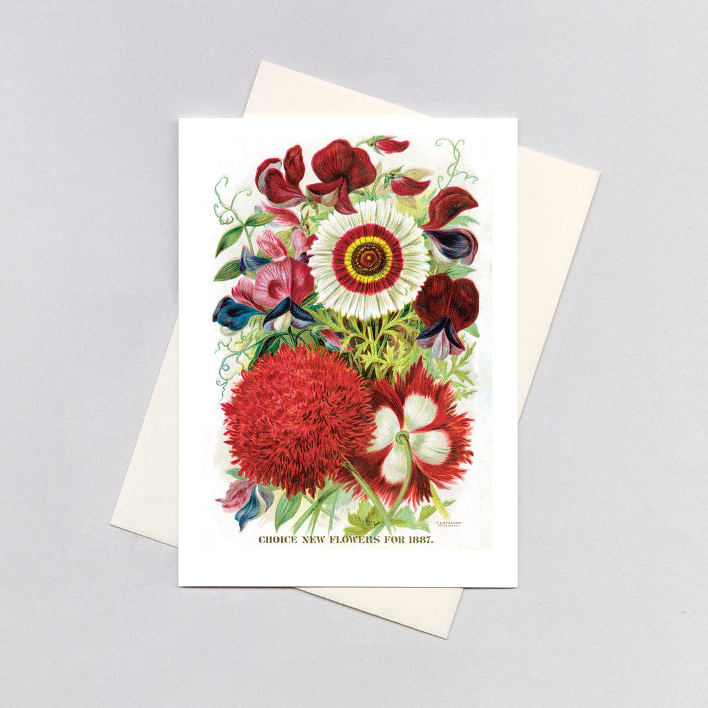 A Red & White Bouquet - Flowers Greeting Card