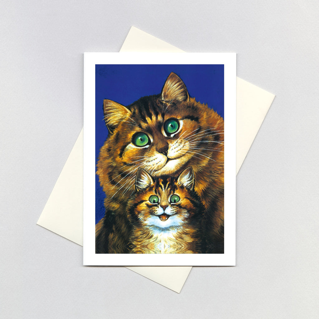 Orange Mother Cat & Kitten - Louis Wain Greeting Card