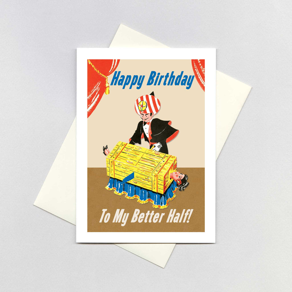 Sawn Lady Magic Trick - Birthday Greeting Card