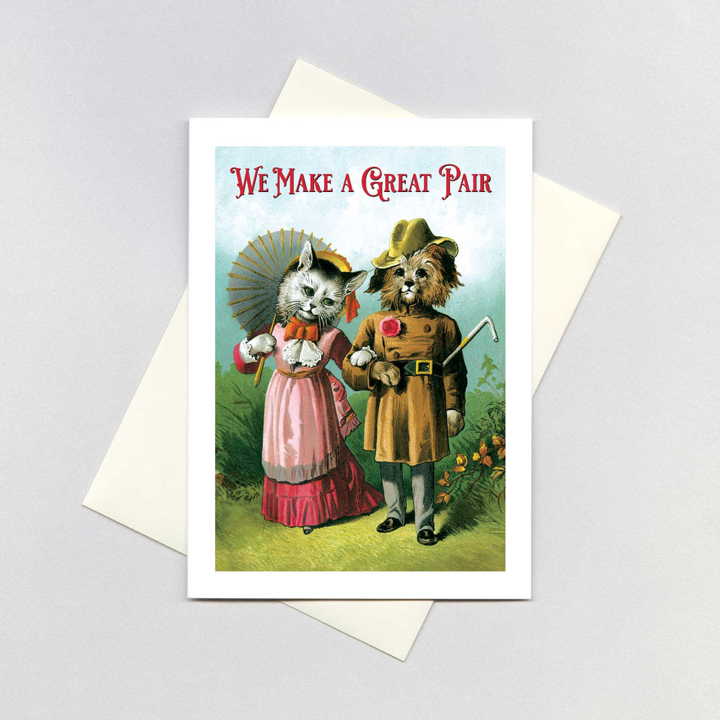 Fancy Dressed Cat and Dog Couple - Anniversary Greeting Card