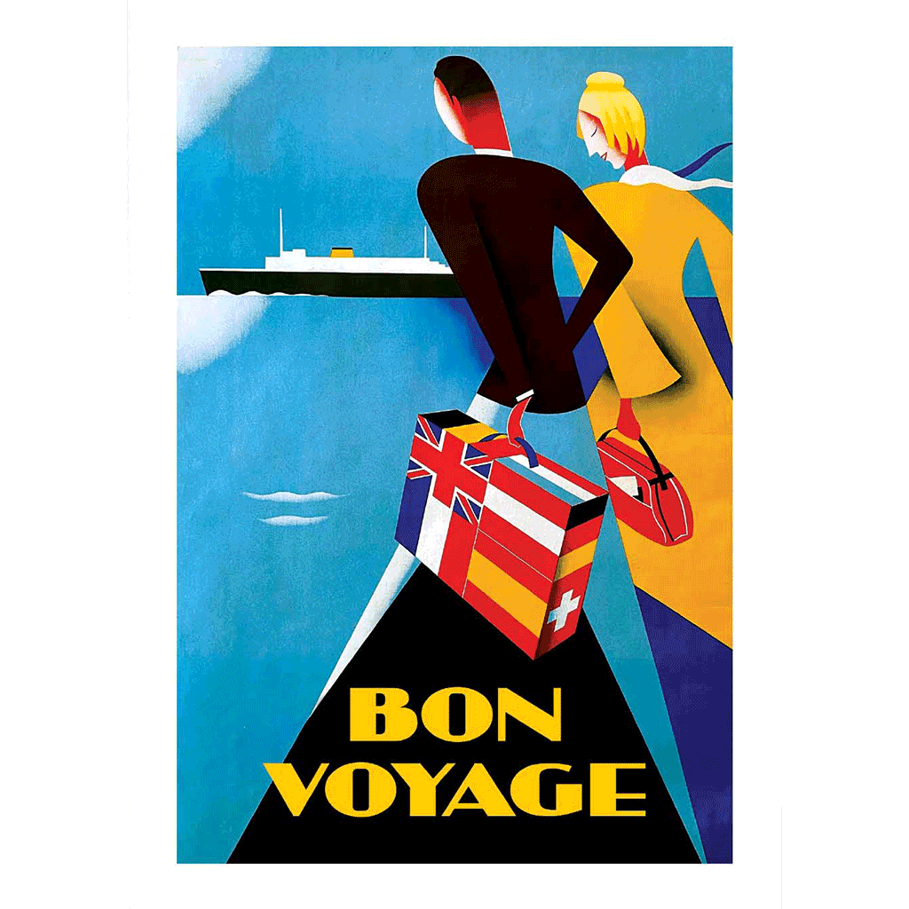 Couple with a Suitcase - Bon Voyage Greeting Card