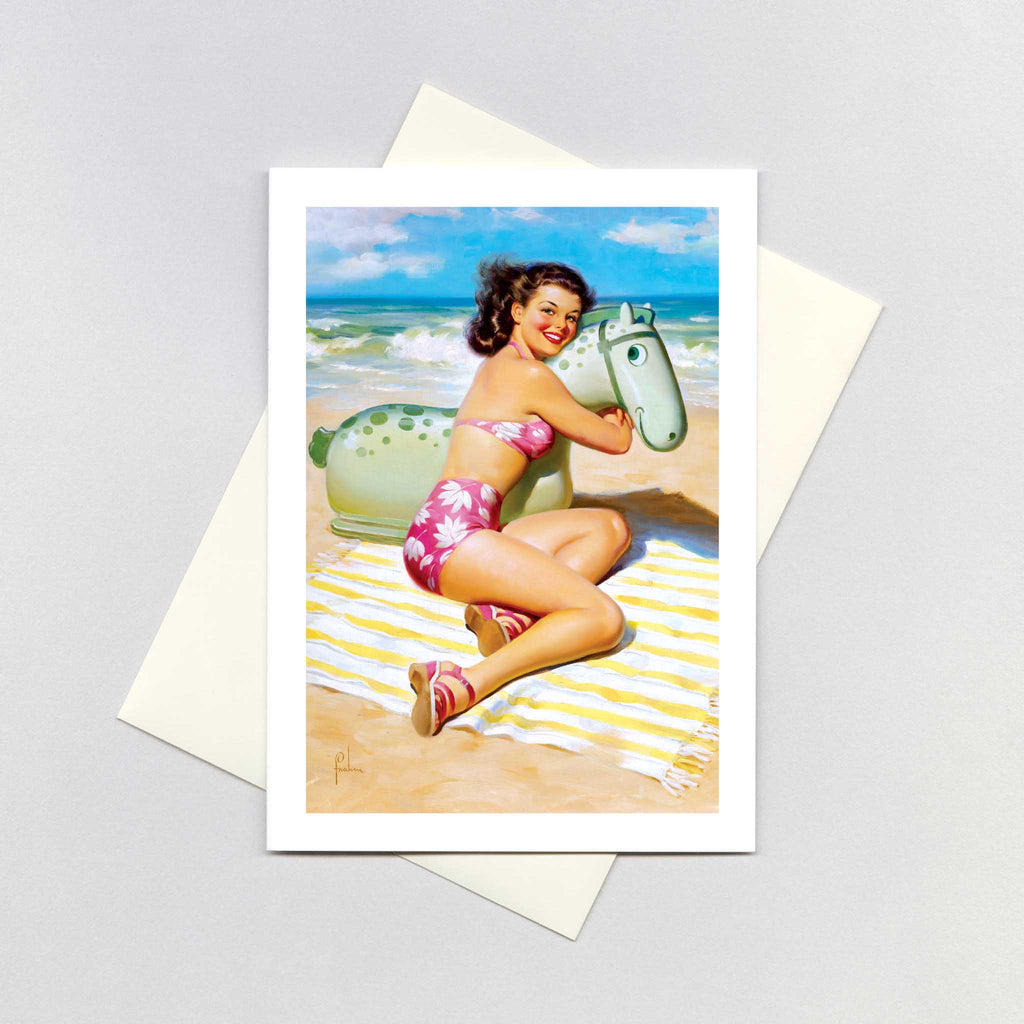 Girl with a Beach Toy - Pin Up Girls Greeting Card