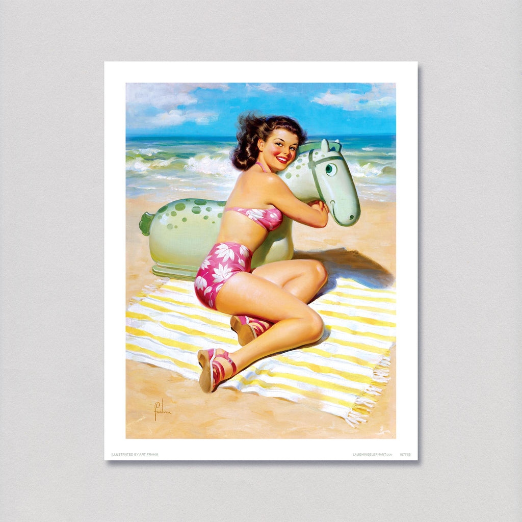Girl with a Beach Toy - Pin Up Girls Art Print