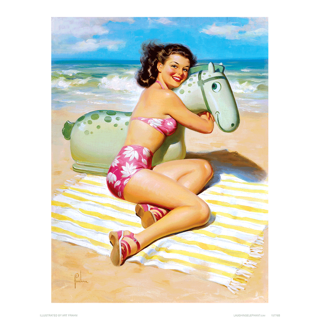 Girl with a Beach Toy - Pin Up Girls Art Print