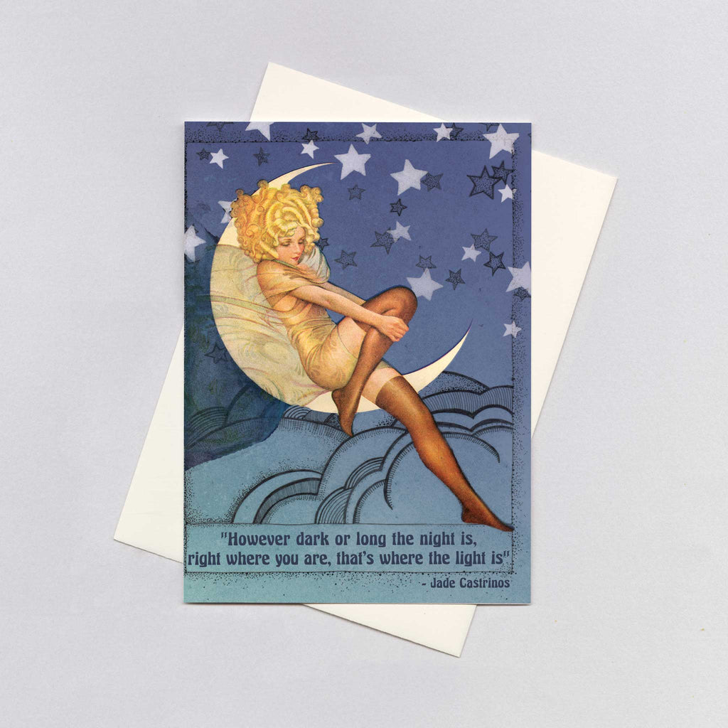 Lady on a Moon - Encouragement Greeting Card
