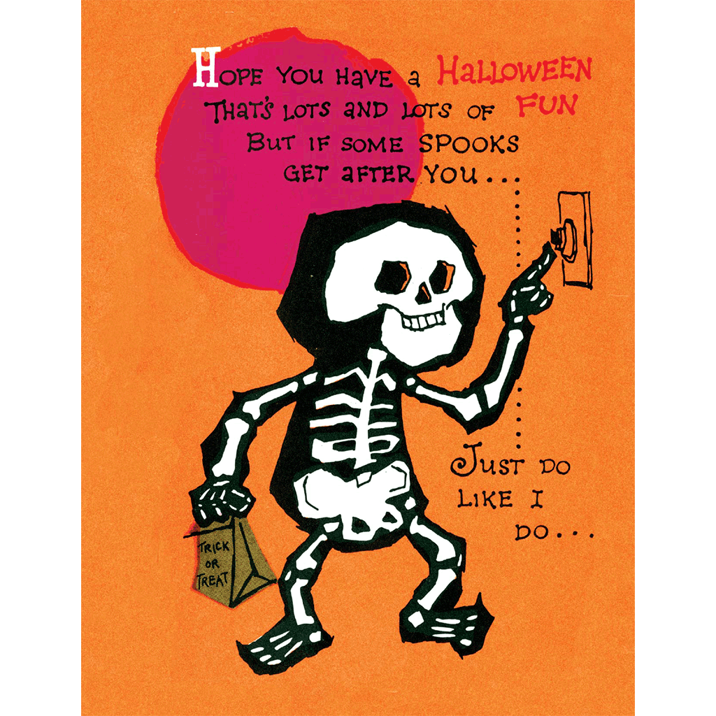 Skeleton at the Door - Halloween Greeting Card