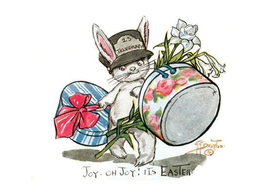 Rabbit Messenger with Hat Boxes - Easter Greeting Card