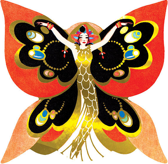 Butterfly Lady - Art Deco Ladies Greeting Card