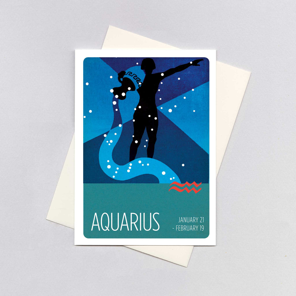 Aquarius - Vintage Zodiac Greeting Card