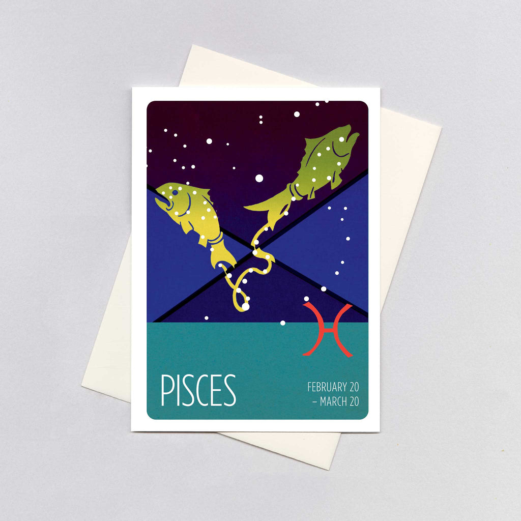 Pisces - Vintage Zodiac Greeting Card