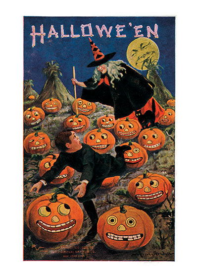 Witch and Weird Pumpkins - Halloween Greeting Card