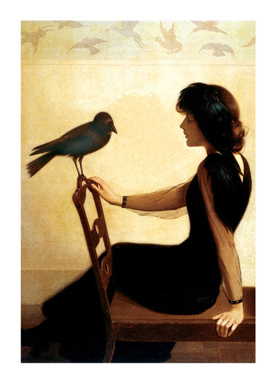 Lady with a Raven - Encouragement Greeting Card