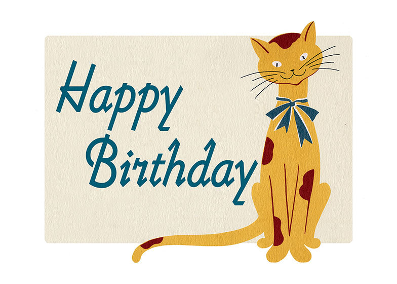 Smiling Cat - Birthday Greeting Card