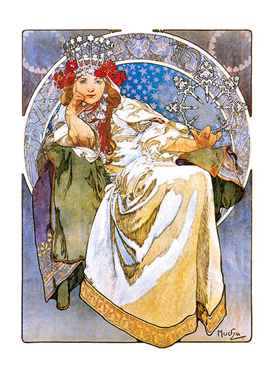 Queen of the Stars - Alphonse Mucha Greeting Card