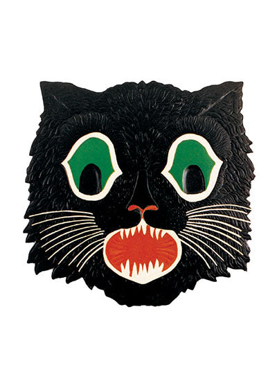 Black Cat Mask - Halloween Greeting Card
