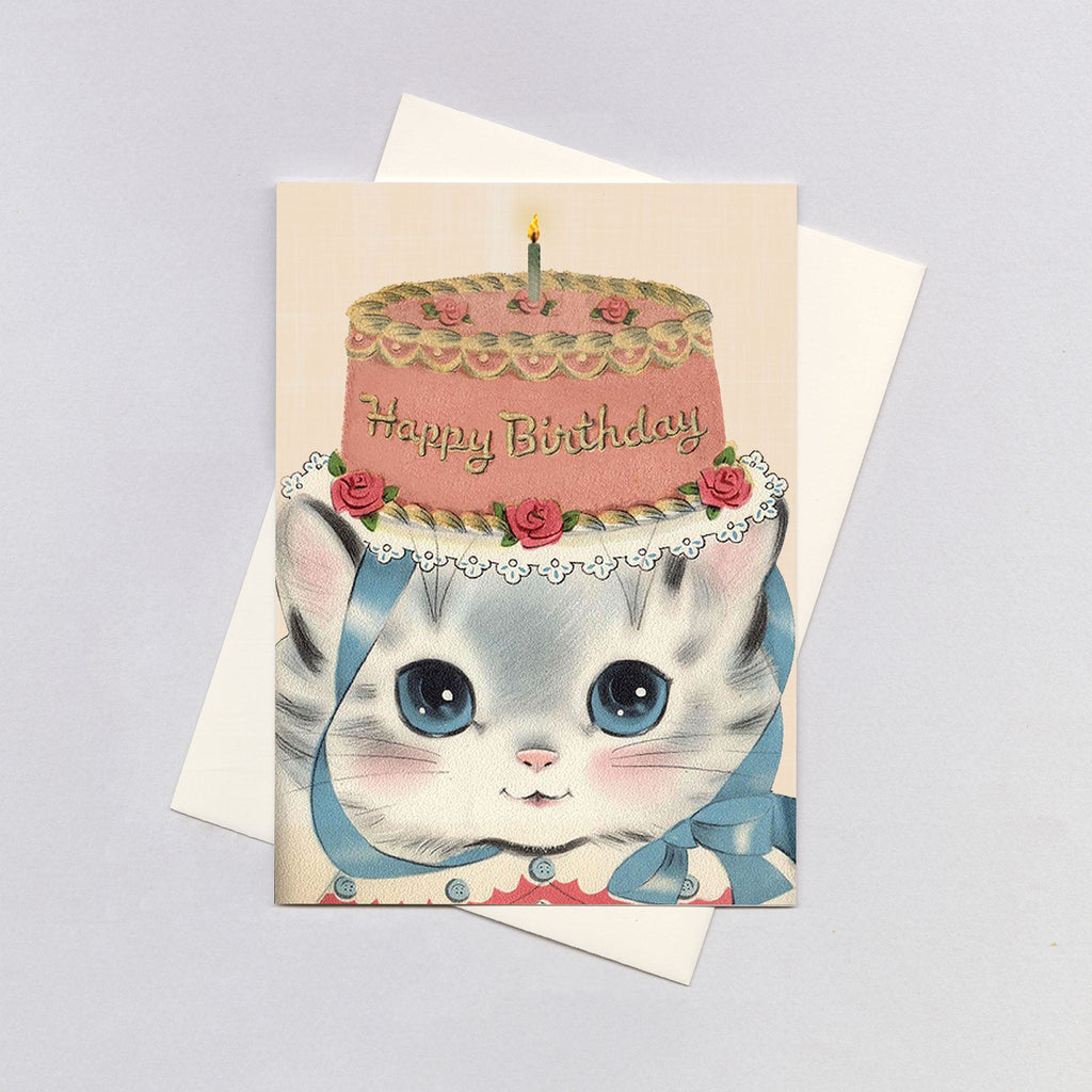 Birthday Hat Kitty - Birthday Greeting Card