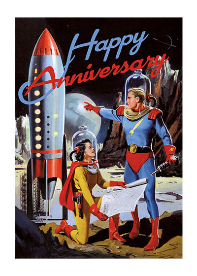 Man and Woman Astronauts - Anniversary Greeting Card
