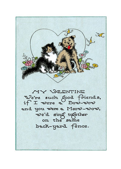 Dog and Cat Valentine - Valentine's Day Greeting Card