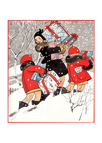 Christmas Gifts Through The Snow - Christmas Greeting Card