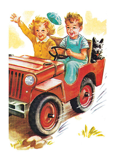 A Boy and a Girl Riding in a Car - Romance Greeting Card