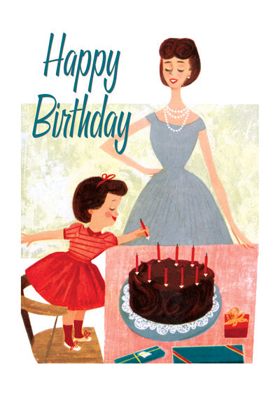 Fixing the Cake - Birthday Greeting Card