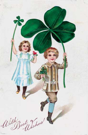 Children with Four Leaf Clovers - St. Patrick's Day Greeting Card