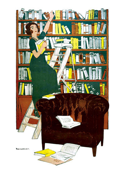 Book Lady on a Ladder - Books and Readers Greeting Card