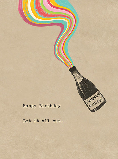 Champagne Rainbow - Birthday Greeting Card