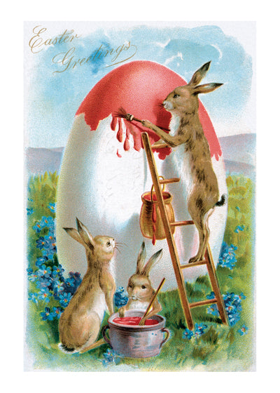 Rabbit On Ladder - Easter Greeting Card