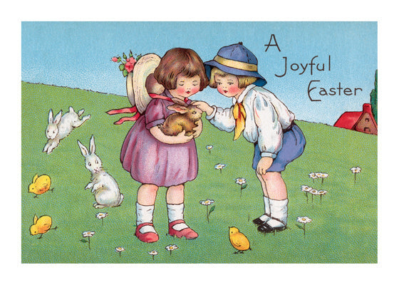 Children With Rabbits - Easter Greeting Card