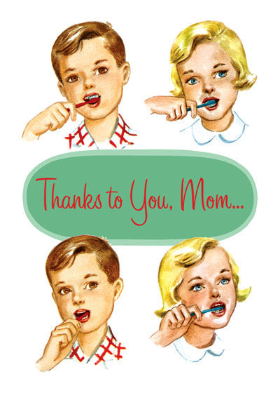 Children Brushing Teeth - Mother's Day Greeting Card