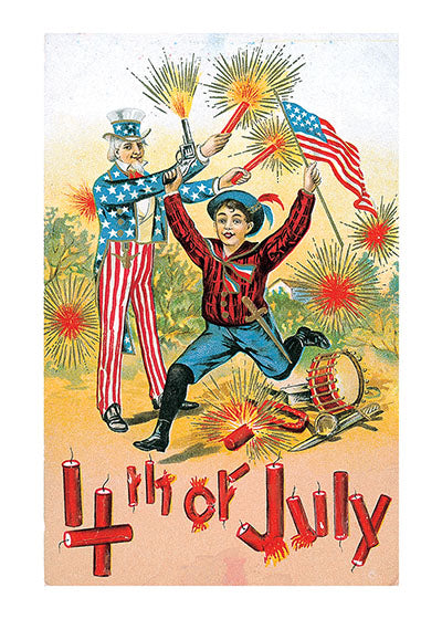 Patriot w/ Fireworks - 4th of July Greeting Card