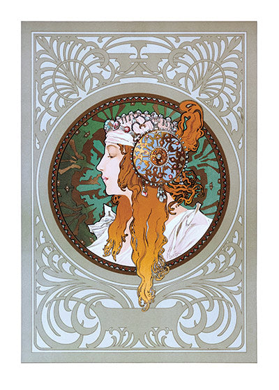 Byzantine Blonde - Alphonse Mucha Greeting Card