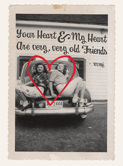 Girls on a Retro Car - Friendship Greeting Card