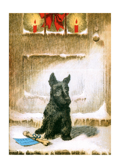 Terrier With A Christmas Bone - Christmas Greeting Card