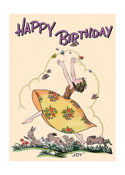Joyous Girl With Rabbits - Birthday Greeting Card