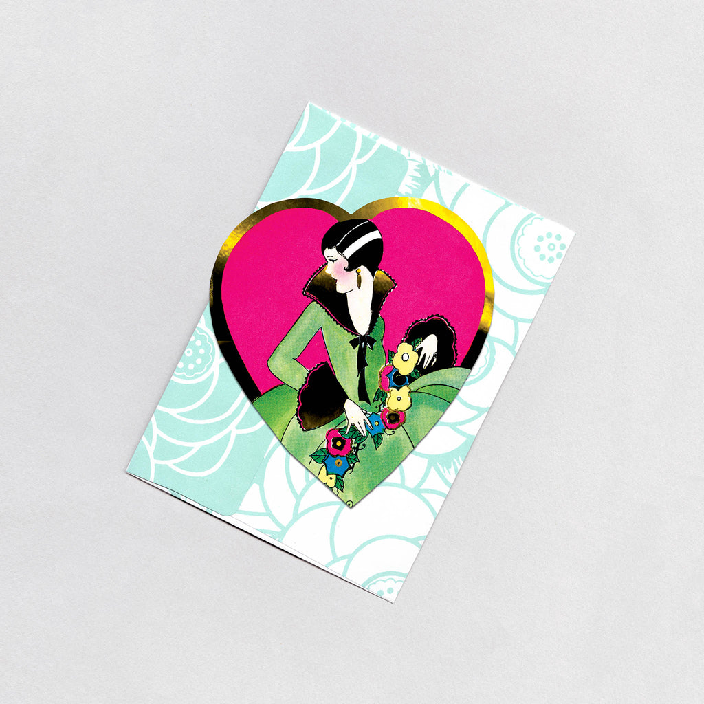 Lady in a Heart - Art Deco Ladies Greeting Card