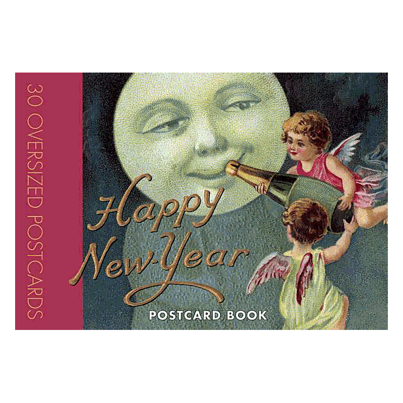 Happy New Year Postcard Book - 30 Unique Vintage Postcards