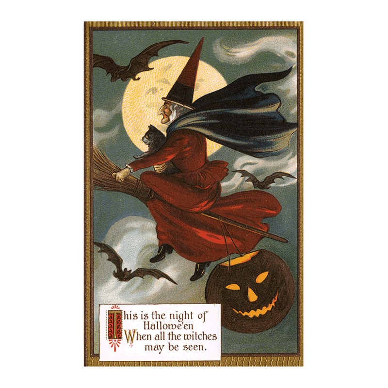 Wicked Witches & Creepy Cats Postcard Book - 30 Vintage Halloween Postcards