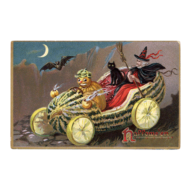 Wicked Witches & Creepy Cats Postcard Book - 30 Vintage Halloween Postcards