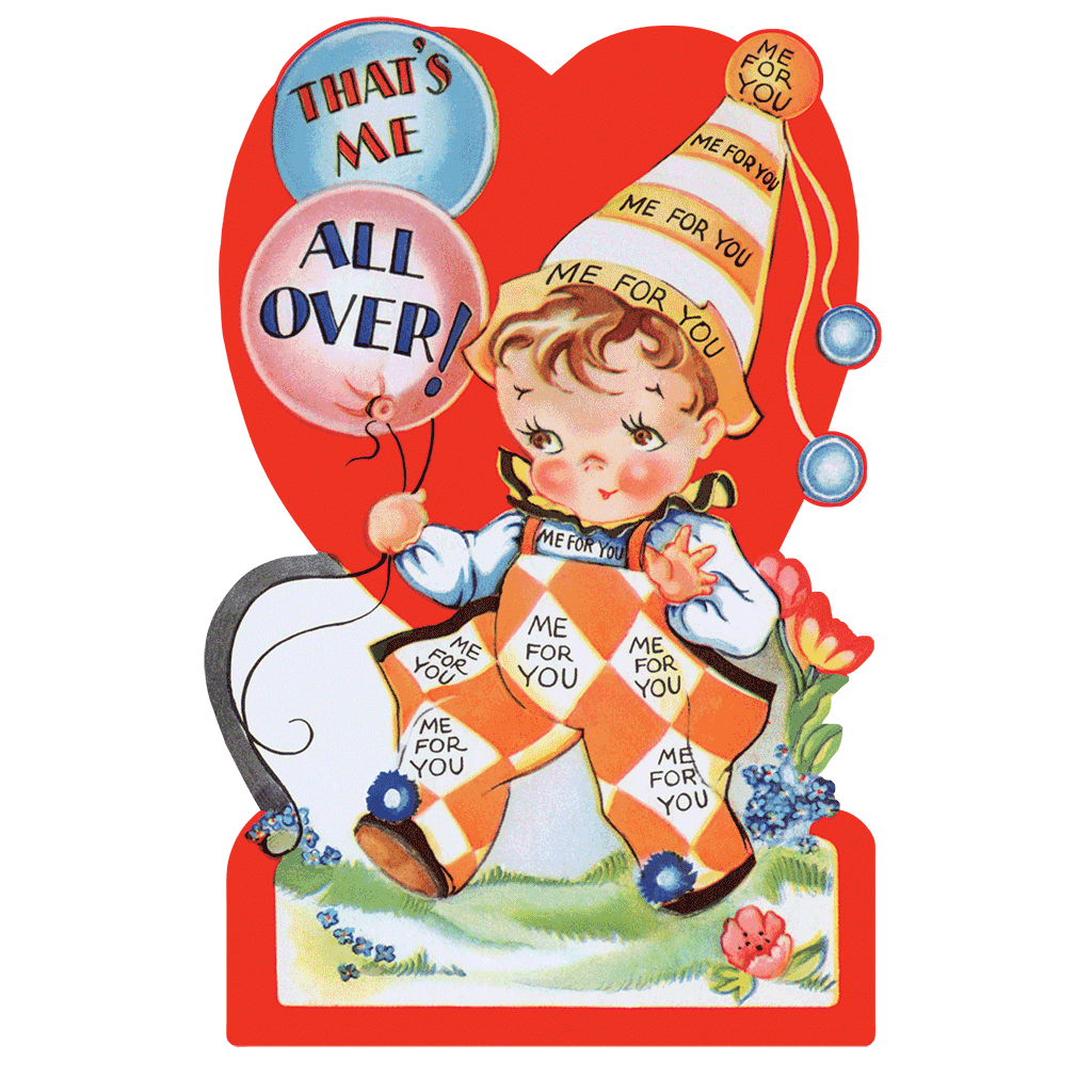 Vintage Valentines Card Die-Cut Cats To A Sweet Little Girl On