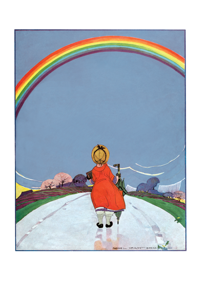 A Girl Walking Beneath A Rainbow - Encouragement Greeting Card